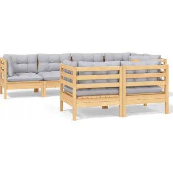 Zahradní nábytek z dřeva VidaXL, šedá souprava 7 ks