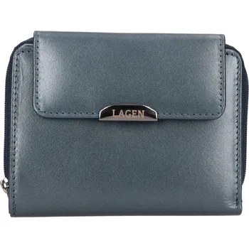 Peněženka Lagen dámská peněženka kožená 50723 METALICKÁ ŠEDÁ-MET/GREY + doprava zdarma