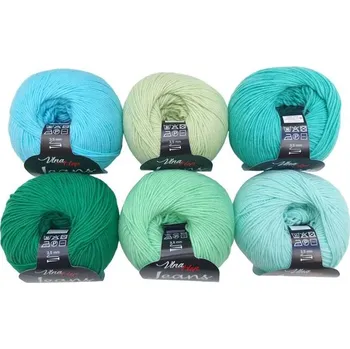 Příze Jeans, (Vlna-Hep), sada 2305 (6ks), tyrkysová