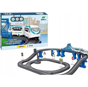 Vláček a vláčkodráha VLÁČEK NA BATERIE SE SVĚTLEM A ZVUKEM 68 DÍLŮ