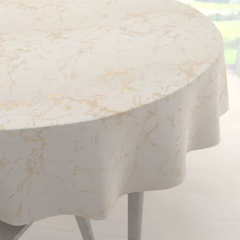 ubrus Dekorační kulatý ubrus Parma PM-115 Zlatý mramor na béžovém Ø 40 cm