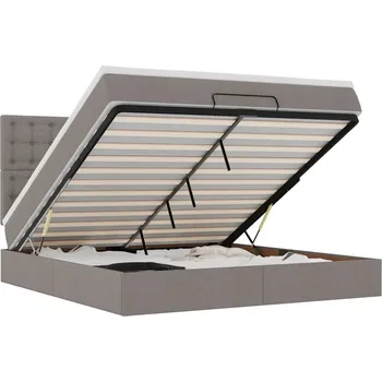 Postel VidaXL Rám postele s úložným prostorem a matrací, taupe, 180x200 cm, látka