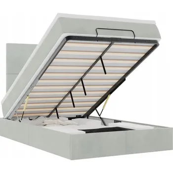 Postel Rám postele otoman s matracemi, šedá, 120x190 cm, samet