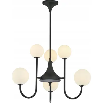 Lustr SELEN Černý Bílý Skleněná Stínidla 6xG9 Závěsná Lampa do Obýváku