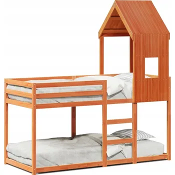 Postel Patrová postel se střechou voskově hnědá 90x200 cm borové dřevo