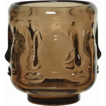 Svícen Skleněný svícen hnědý 8 cm