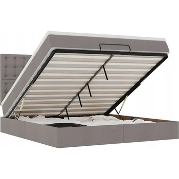 Postel VidaXL Rám postele s úložným prostorem (otoman) a matrací, taupe, 160x200 cm, látka