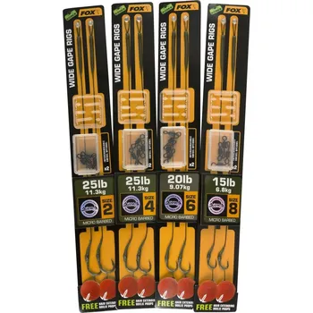 Rybářský háček FOX FOX Wide Gape Rigs - Hnědá 15Lbs/6,8kg vel. 8