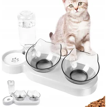 Miska pro psa AUTOMATICKÁ FONTÁNA NA VODU PRO KOČKY S MISKAMI NA SUCHÉ A VLHKÉ KRMIVO