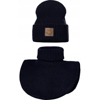 Čepice ZIMNÍ DĚTSKÁ SOUPRAVA: Set pro dítě, rolák s fleecem, velikost 44-48, tmavě modrá