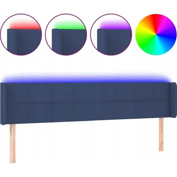 VidaXL Čelo postele s LED, modré, 163x16x78/88 cm, látka