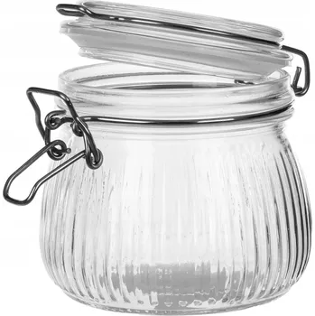 Sklenice ZAVAŘOVACÍ SKLENICE SKLENICE S KLIPEM A SPONOU NA KOŘENÍ KULATÝ NÁDOBA WEK 500 ml