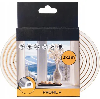 Těsnění do okna a dveří TĚSNĚNÍ DVEŘÍ DO OKEN SAMOLEPICÍ TLUMÍCÍ TĚSNĚNÍ TYP P 6 m