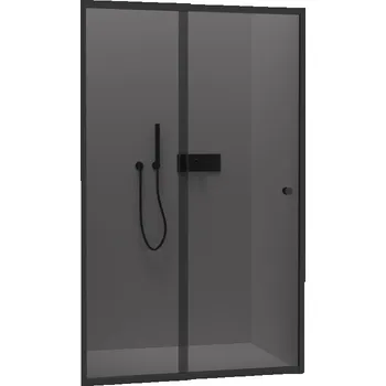 CERANO - Sprchové posuvné dveře Varone POINT L/P - 6 mm - černá matná, grafitové sklo - 100x195 cm