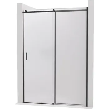 CERANO - Sprchové posuvné dveře Santoro - pravá - 6 mm - černá matná, mléčné sklo - 110x195 cm