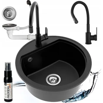 Granitový dřez Jednokomorový granitový dřez Milo Oval černý