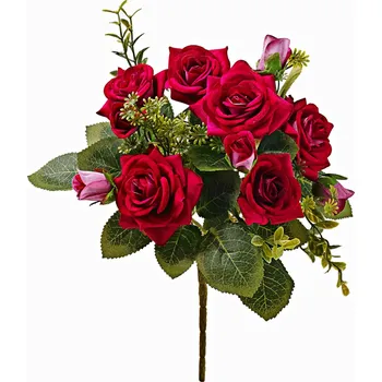 umělá květina 3Pagen Kytice růží tmavě červená Výška 31 cm