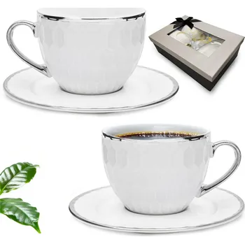 Sada šálků 280ml Bella Fiore 2+2 porcelánových na kávu a čaj, dárek