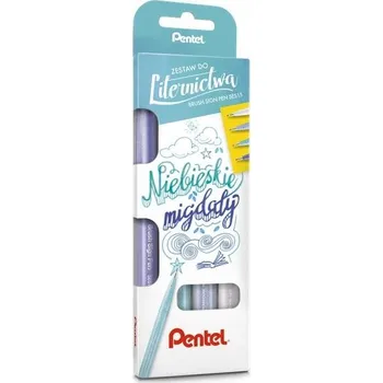 Sada kaligrafických fixů Pentel Brush Pen - Modré mandle, 4 barvy