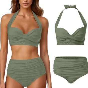 Dámské plavky DVOUDÍLNÉ PLAVKY BOHO STŘIHU BIKINY S VÁZÁNÍM VYSOKÝ PAS XL 42