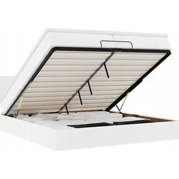 Postel VidaXL Rám postele s podnožkou a matracemi, bílý, 200x200 cm, umělá kůže