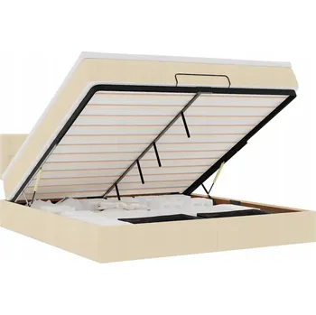 Postel VidaXL Rám postele Otomana s matrací, krémová barva, 160 x 200 cm, látka