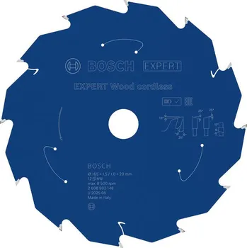 Pilový kotouč Bosch Professional BOSCH Pilový kotouč EXPERT Wood cordless, 165&nbsp;×&nbsp;1,5/1&nbsp;×&nbsp;20&nbsp;mm, T12 2608902148