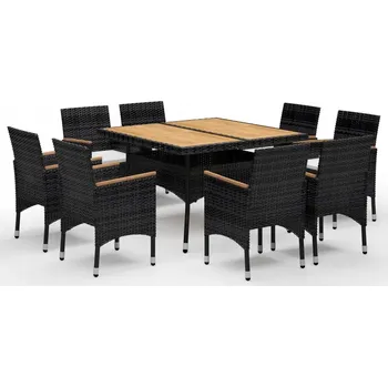 Zahradní sestava Nabytek XL 9dílný zahradní jídelní set polyratan a akáciové dřevo černý 3058346