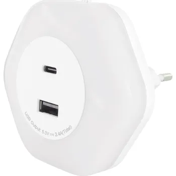 Lampička LED zásuvková lampička OZIL LED 0,3W USB A+C NW bílá Struhm 04535