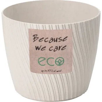 Obal na květináč Obal na květník MIKA PETIT ECO WOOD plastový d15x12cm, béžový