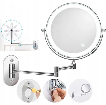 Zrcadlo Kosmetické nástěnné zrcátko s LED osvětlením a zvětšením pro líčení