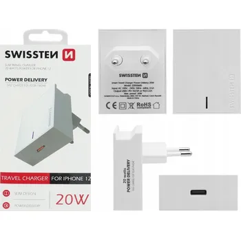 RYCHLÁ SÍŤOVÁ NABÍJEČKA TYP C PD 3.0 SWISSTEN 20W pro iPHONE SAMSUNG XIAOMI