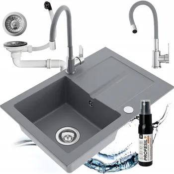 Granitový dřez Jednokomorový granitový dřez Milo First šedý