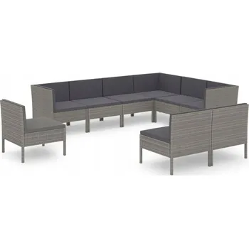 Zahradní sestava VidaXL 9dílná zahradní sedací souprava, polštáře, šedý PE ratan