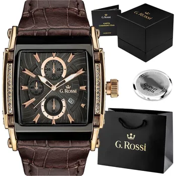 Hodinky Pánské hodinky G. Rossi BOSS s gravírováním - kožený řemínek + DATUMOVKA
