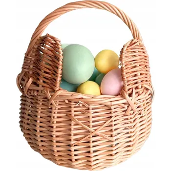 Nákupní košík VELIKONOČNÍ KOŠÍK MEDVÍDEK PLETENÝ KOŠÍK S UŠIMA NA SVĚCENÍ 15 CM PŘÍRODNÍ