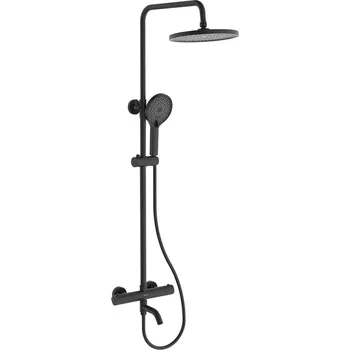 Vodovodní baterie CERANO - Sprchový nástěnný sloup Selma - termostatická vanová otočná baterie - černá matná