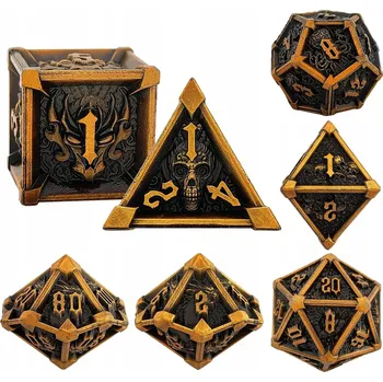 Příslušenství k deskovým hrám ZLATÉ TROFEJE SADA 7 KOVOVÝCH KOSTEK RPG
