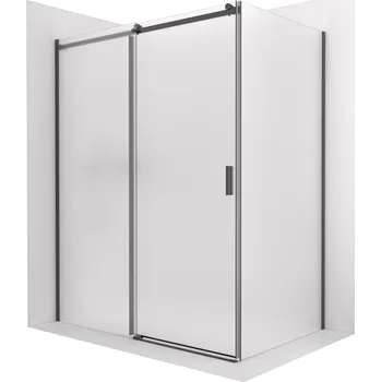 CERANO - Sprchový kout Santoro - levá - 6 mm - černá matná, mléčné sklo - 100x80 cm - posuvný