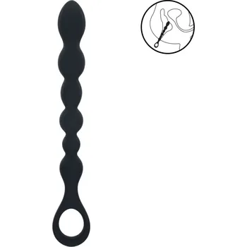 Levelz Beaded Snake Anal Probe with Loop, silikonové anální kuličky s rukojetí 26 x 2,2–3 cm