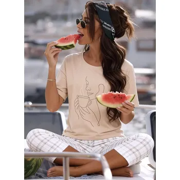 Pyžamo Cornette 775/340 Morning kr/r S-2XL Béžová XXL