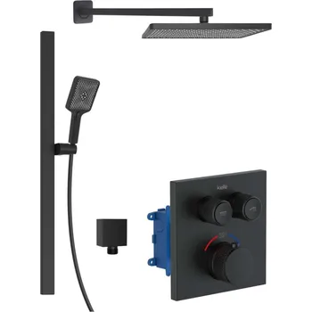 Kielle - Arkas I Termostatická baterie pod omítku, pro 2 spotřebiče, s příslušenstvím a tělesem, matná černá 20611SPT34