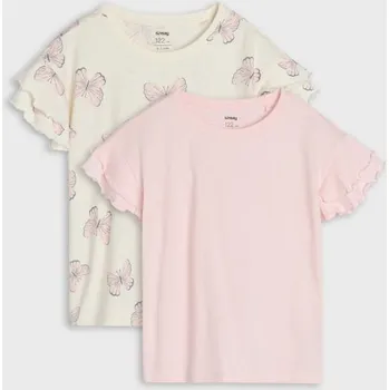 Oblečení a móda Sinsay - Bavlněné tričko s dekorativními volány 2 pack - vícebarevná - 385AY-MLC - 385AY-MLC-140