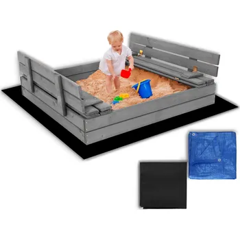 Pískoviště Springos SBP120SET01X PRÉMIOVÉ DŘEVĚNÉ PÍSKOVIŠTĚ 120 X 120 CM SET