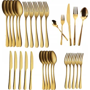 Příbor ZLATÁ SADA PŘÍBORŮ Z NEREZOVÉ OCELI 30 KS JÍDELNÍ SERVIS PRO 6 OSOB