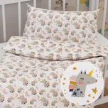 Dětské bavlněné povlečení do postýlky Sandra SA-562 Spící jednorožci mezi hvězdičkami na bílém Do postýlky 90x130 a 40x60 cm