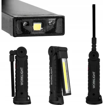 Svítilna Akumulátorová svítilna černá ABS 240 lm s hákem a magnetem