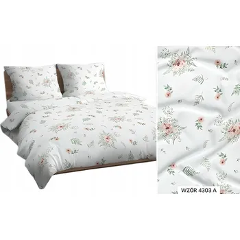 Povlečení Bavlněné Povlečení 140x200 bílé zelené meruňkové listy květiny