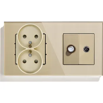 Elektrická zásuvka Anténní zásuvka, elektrická nástěnná BSEED zlatá