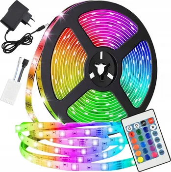 LED osvětlení LED PÁSEK 5m RGB DÁLKOVÝ OVLADAČ SADA VODĚODOLNÝ SILNÝ PÁSEK SMD BAREVNÝ IP44